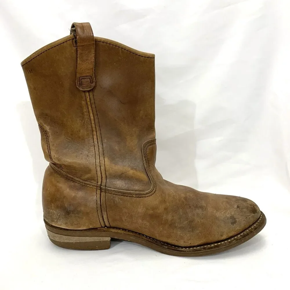Red Wing Pecos Nailseat 1155 Brown Vintage Pull on Roper Work BOOTS 12 D USA